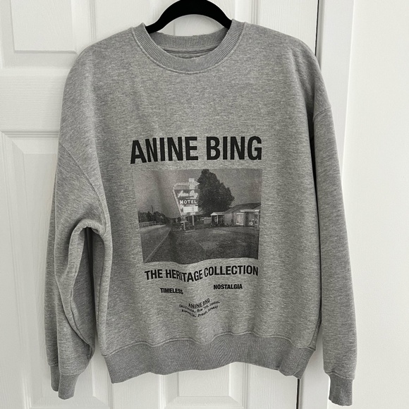 Anine Bing Kenny Sweatshirt Motel Heather Grey - Picture 2 of 10